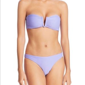 NWT RED CARTER LILAC PURPLE TEXTURE RIBBED BANDEAU BIKINI TOP XS